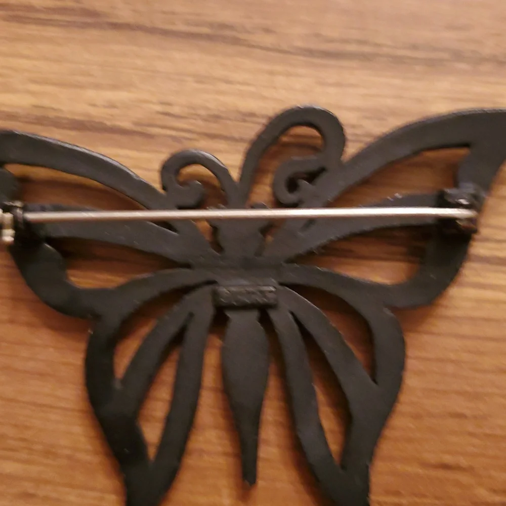 Coro Black Butterfly With Fushia Rhinestones - Picture 3 of 5